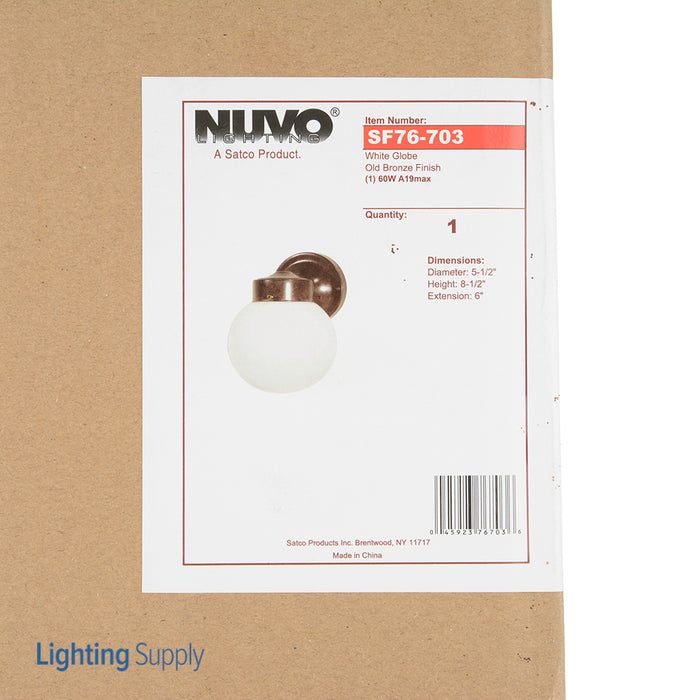 SATCO/NUVO 1 Light-6 Inch-Porch Wall With White Globe (SF76-703)