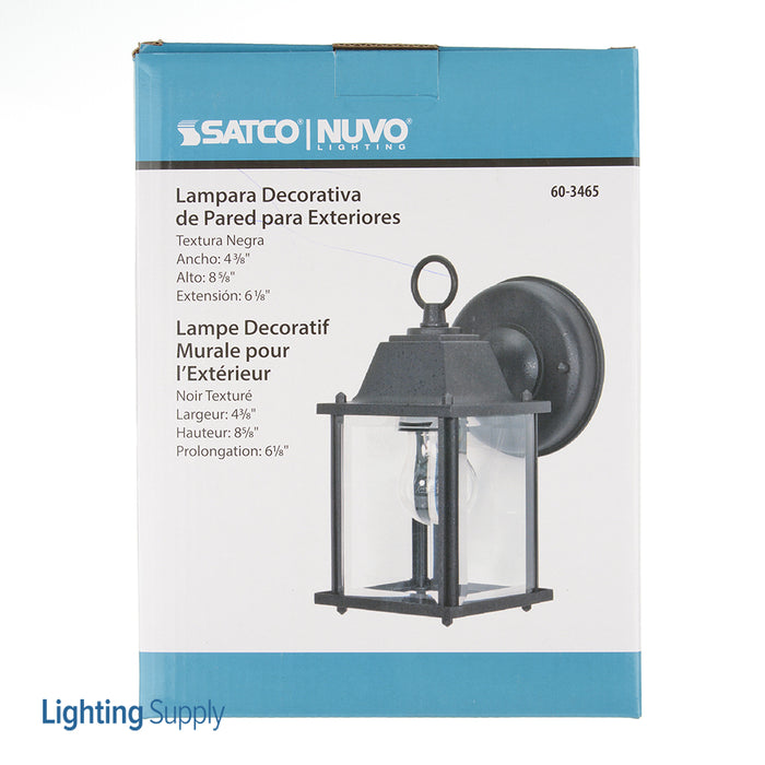 SATCO/NUVO 1-Light 8-5/8 Inch Wall Lantern Cube Lantern With Clear Beveled Glass Color Retail Packaging (60-3465)