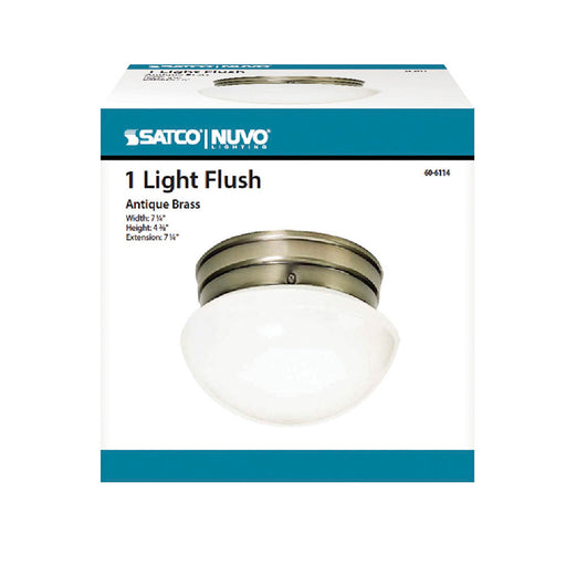 SATCO/NUVO 1-Light 8 Inch Flush Mount Small White Mushroom Color Retail Packaging (60-6114)