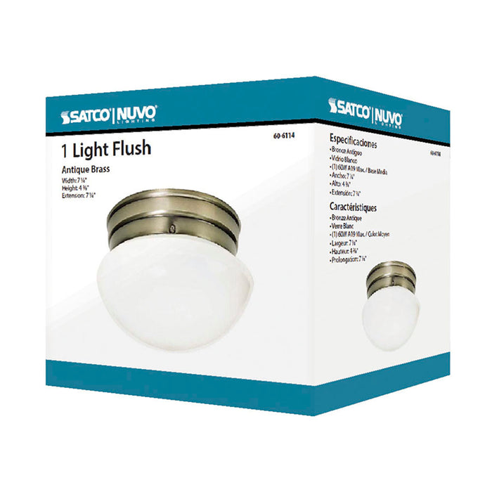 SATCO/NUVO 1-Light 8 Inch Flush Mount Small White Mushroom Color Retail Packaging (60-6114)