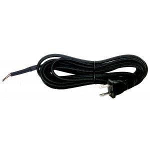 SATCO/NUVO 10 Foot Rayon Cord Set Black Finish 18/2 SPT-2 105C With Molded Polarized Plug 150 Carton Tinned Tips Strip With 2 Inch Slit (80-2290)