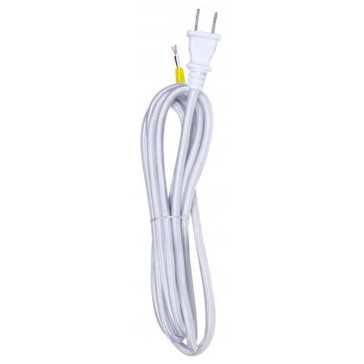 SATCO/NUVO 10 Foot Rayon Cord Set Silver Finish 18/2 SPT-2 105C With Molded Polarized Plug 150 Carton Tinned Tips Strip With 2 Inch Slit (80-2464)