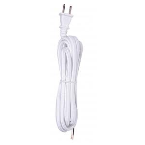 SATCO/NUVO 10 Foot Rayon Cord Set White Finish 18/2 SPT-2 105C With Molded Polarized Plug 150 Carton Tinned Tips Strip With 2 Inch Slit (80-2291)