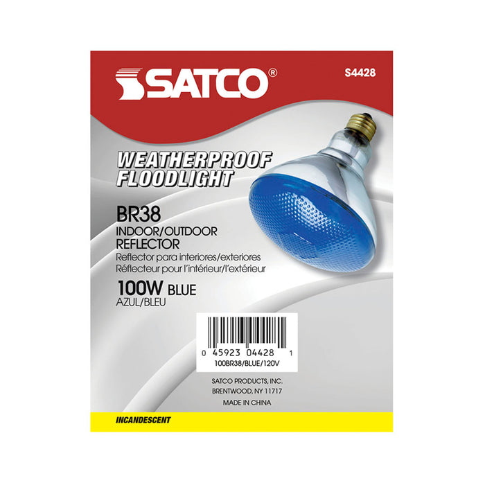 SATCO/NUVO 100BR38/B 100W BR38 Incandescent Blue 2000 Hours Medium Base 120V (S4428)