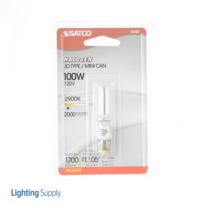 SATCO/NUVO 100Q/CL/MC 100W Halogen T4 Clear 2000 Hours 1700Lm Miniature Candelabra Base 120V 2900K (S3485)
