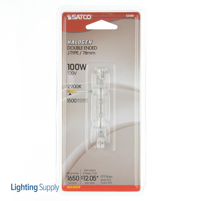 SATCO/NUVO 100T3Q/CL/78MM 100W Halogen T3 Clear 1500 Hours 1650Lm Double Ended Base 78Mm 120V 2900K (S3480)