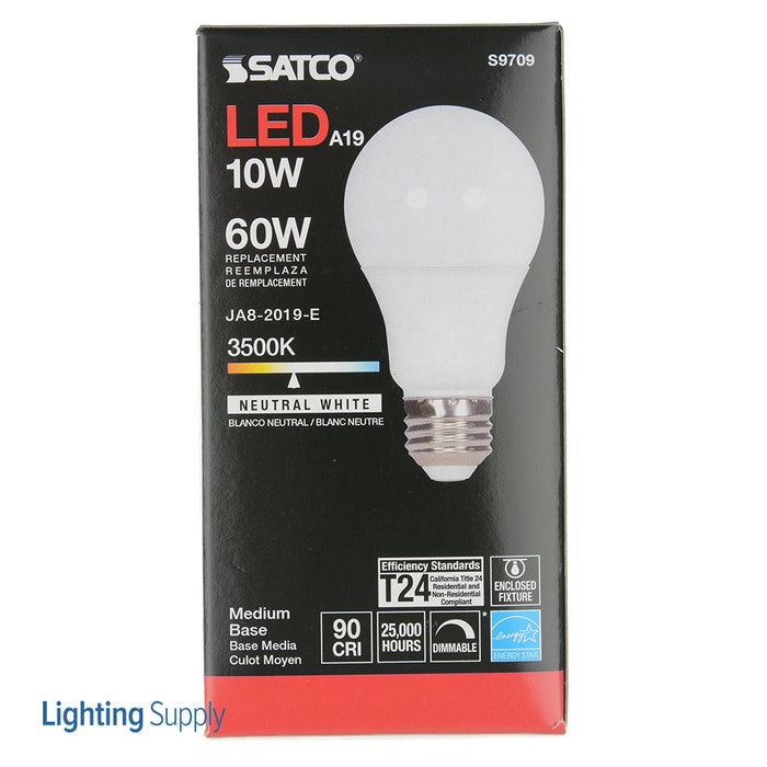 SATCO/NUVO 10W LED A19 3500K Medium Base 120V 90 CRI (S9709)