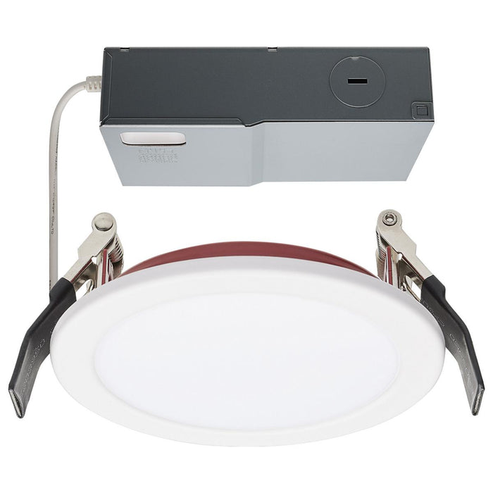 SATCO/NUVO 10W LED Fire Rated 4 Inch Direct Wire Downlight Round Flat Lens CCT Selectable 2700K/3000K/3500K/4000K/5000K 120-277V Dimmable Remote Driver White (S11868)