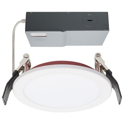 SATCO/NUVO 10W LED Fire Rated 4 Inch Direct Wire Downlight Round Flat Lens CCT Selectable 2700K/3000K/3500K/4000K/5000K 120V Dimmable Remote Driver White (S11864)