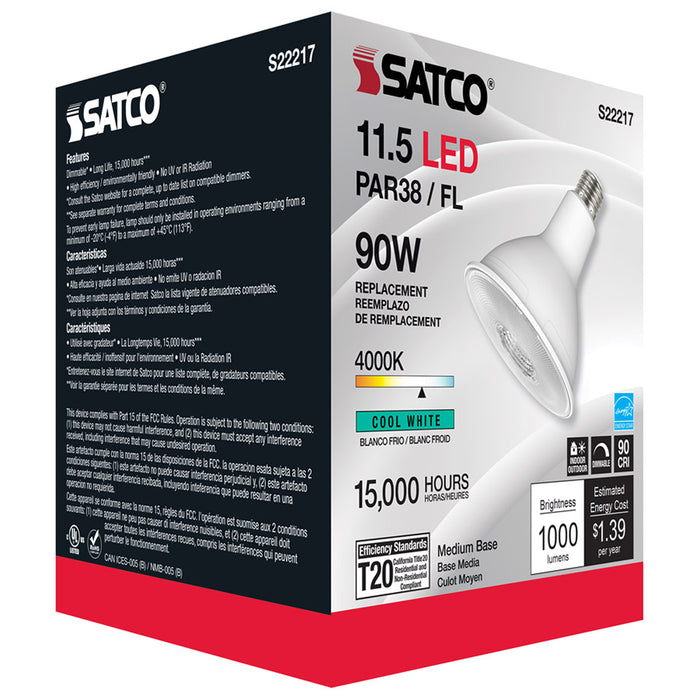 SATCO/NUVO 11.5W PAR38 LED 90 CRI 4000K 40 Degree Beam Angle Medium Base 120V (S22217)
