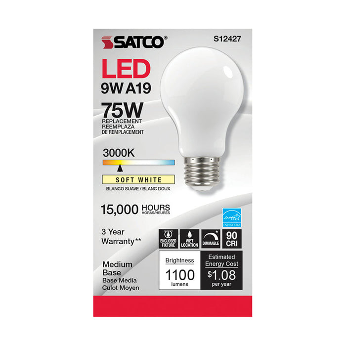 SATCO/NUVO 11W LED A19 Soft White Medium Base 3000K 90 CRI 120V (S12427)