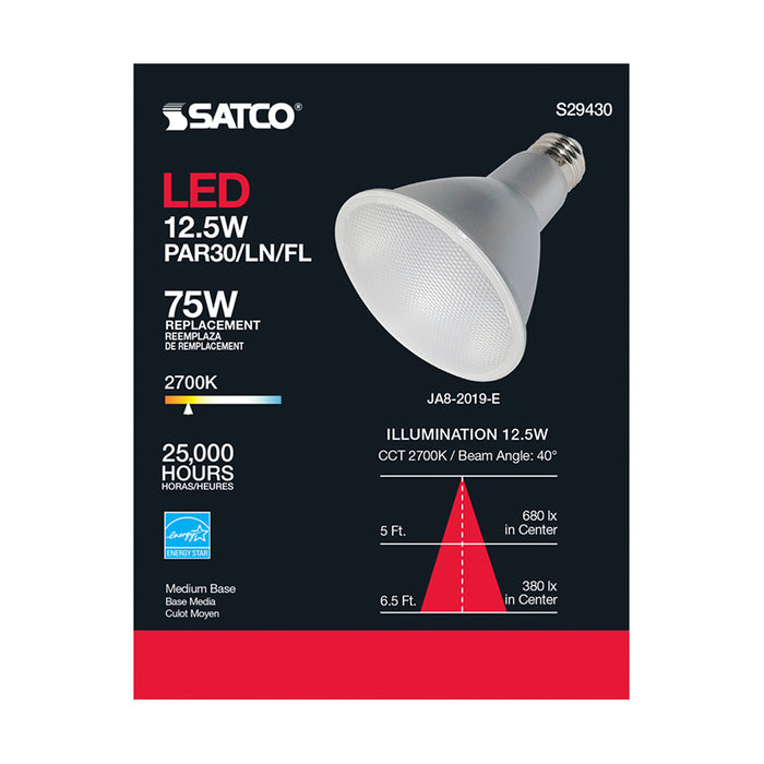 SATCO/NUVO 12.5W PAR30LN LED 2700K 40 Degree Beam Angle Medium Base 120V (S29430)
