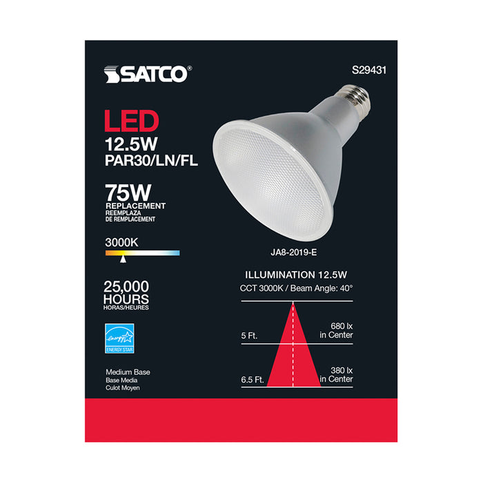 SATCO/NUVO 12.5W PAR30LN LED 3000K 40 Degree Beam Angle Medium Base 120V (S29431)