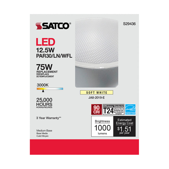 SATCO/NUVO 12.5W PAR30LN LED 3000K 60 Degree Beam Angle Medium Base 120V (S29436)
