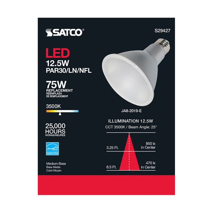 SATCO/NUVO 12.5W PAR30LN LED 3500K 25 Degree Beam Angle Medium Base 120V (S29427)