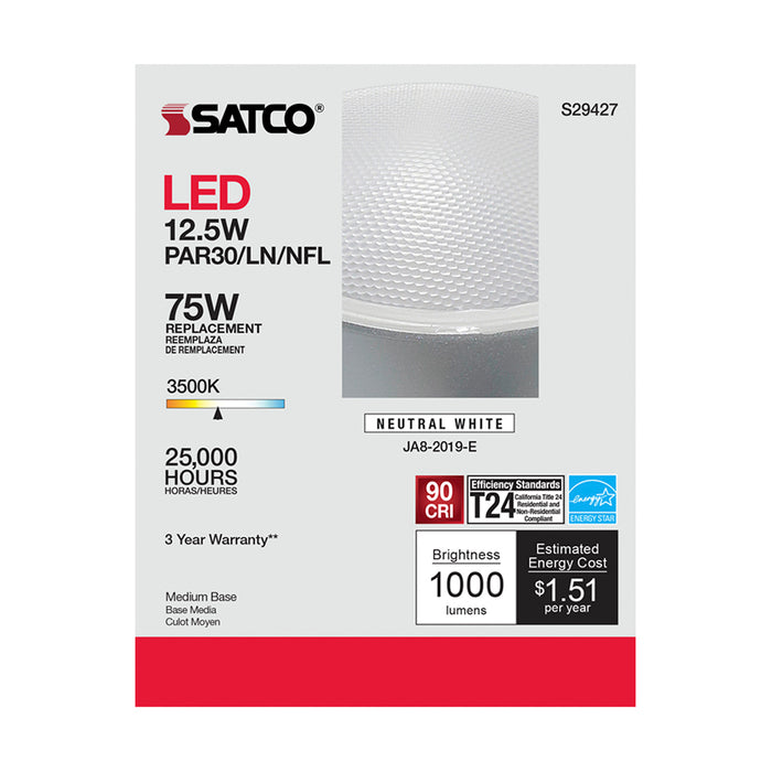 SATCO/NUVO 12.5W PAR30LN LED 3500K 25 Degree Beam Angle Medium Base 120V (S29427)