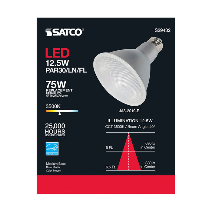 SATCO/NUVO 12.5W PAR30LN LED 3500K 40 Degree Beam Angle Medium Base 120V (S29432)