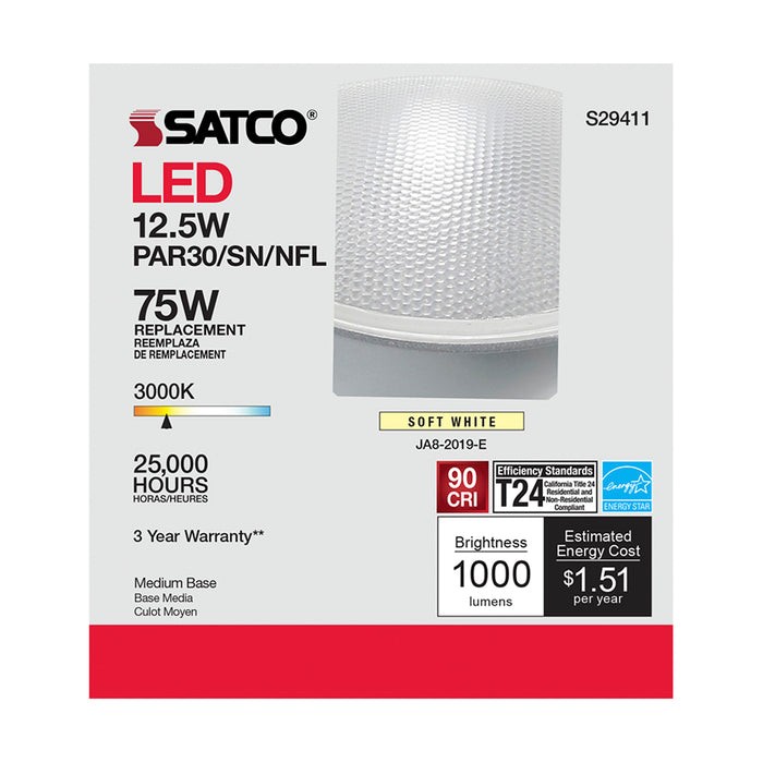 SATCO/NUVO 12.5W PAR30SN LED 3000K 25 Degree Beam Angle Medium Base 120V (S29411)