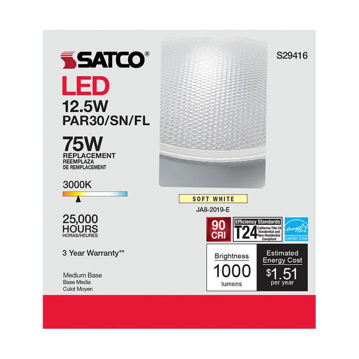 SATCO/NUVO 12.5W PAR30SN LED 3000K 40 Degree Beam Angle Medium Base 120V (S29416)