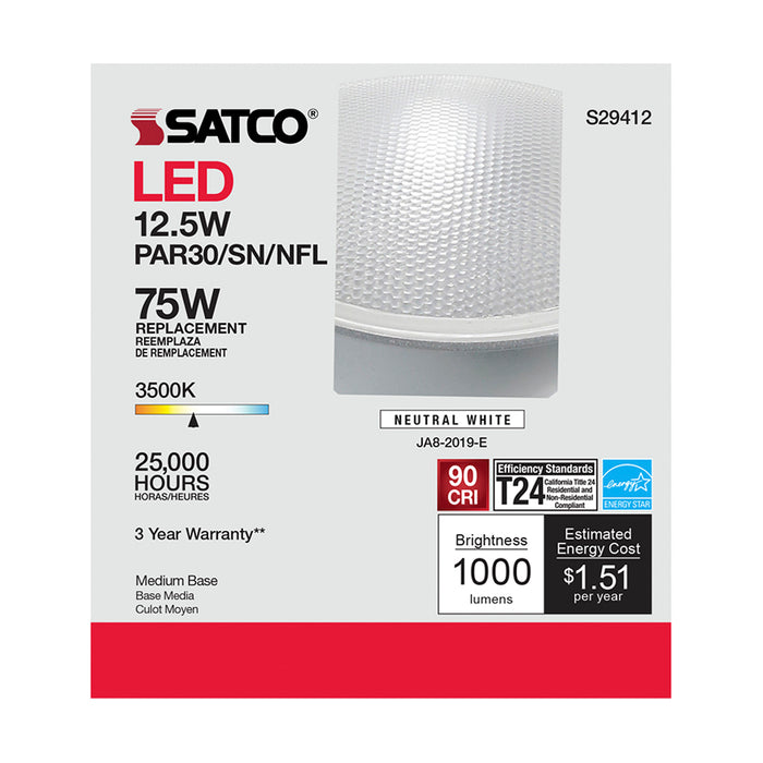 SATCO/NUVO 12.5W PAR30SN LED 3500K 25 Degree Beam Angle Medium Base 120V (S29412)