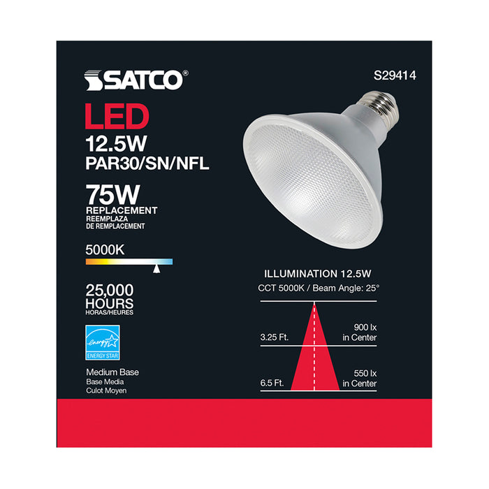 SATCO/NUVO 12.5W PAR30SN LED 5000K 25 Degree Beam Angle Medium Base 120V (S29414)