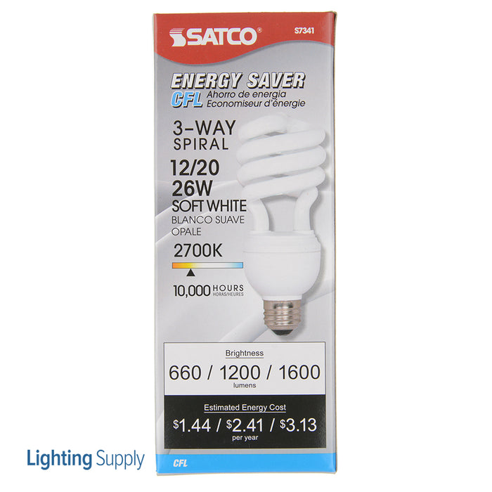 SATCO/NUVO 12/20/26T4/27 12/20/26W Spiral Compact Fluorescent 2700K 82 CRI Medium Base 120V (S7341)