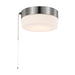 SATCO/NUVO 12W 8 Inch LED Flush Mount Fixture With Pull Chain Brushed Nickel With Frosted Glass (62-1566)