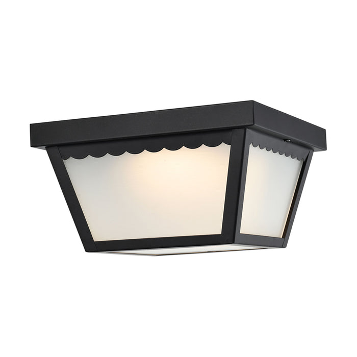 SATCO/NUVO 12W 9 Inch LED Carport Flush Mount Fixture 3000K Dimmable Black Finish With Frosted Glass (62-1572)