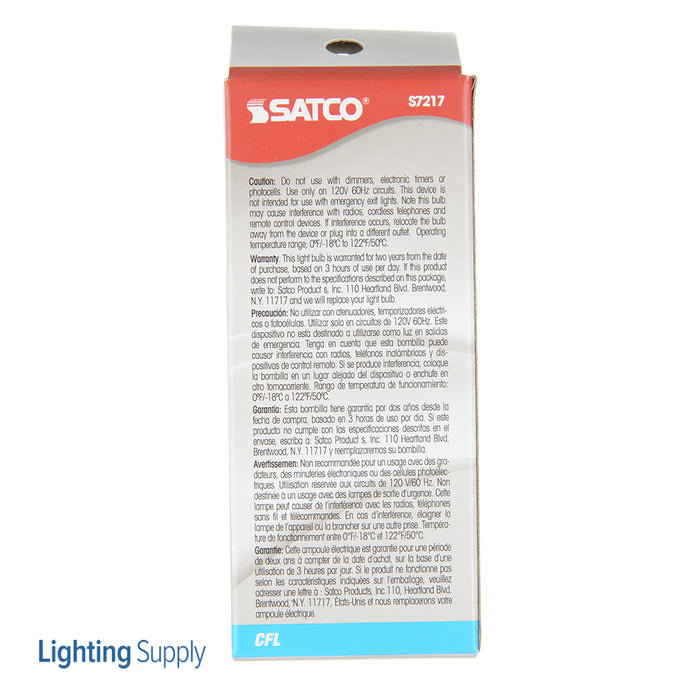 SATCO/NUVO 13T2/27 13W Miniature Spiral Compact Fluorescent 2700K 82 CRI Medium Base 120V (S7217)