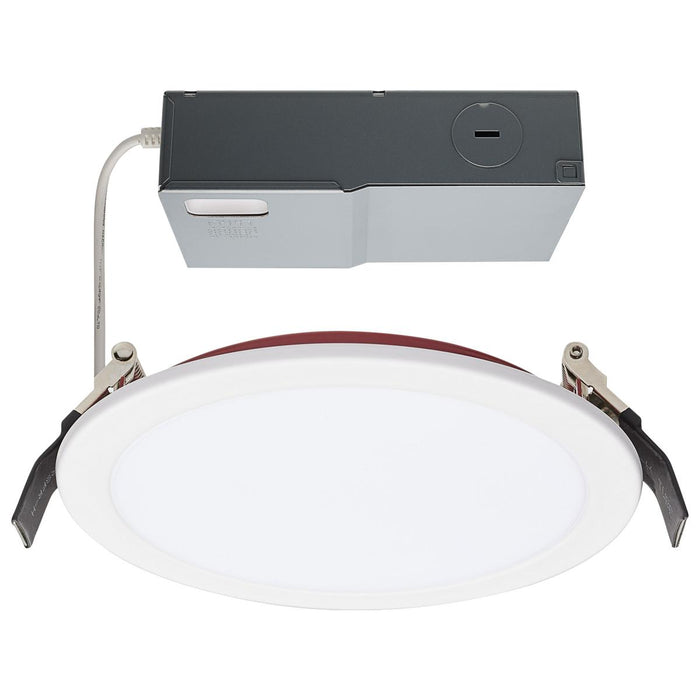SATCO/NUVO 13W LED Fire Rated 6 Inch Direct Wire Downlight Round Flat Lens CCT Selectable 2700K/3000K/3500K/4000K/5000K 120-277V Dimmable Remote Driver White (S11869)