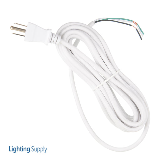 SATCO/NUVO 15 Foot 18/3 SVT 105C Heavy Duty Cord Set White Finish 50 Carton 3 Prong Molded Plug Stripped And Slit 1/4 Inch Diameter (90-2415)