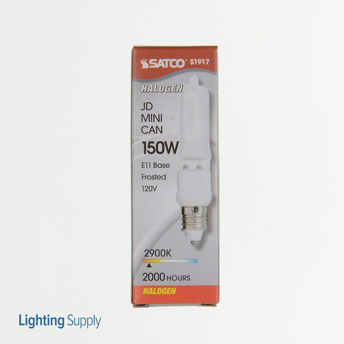 SATCO/NUVO 150Q/F/MC 150W Halogen T4 1/2 Frosted 2000 Hours 2430Lm Miniature Candelabra Base 120V 2900K (S1917)