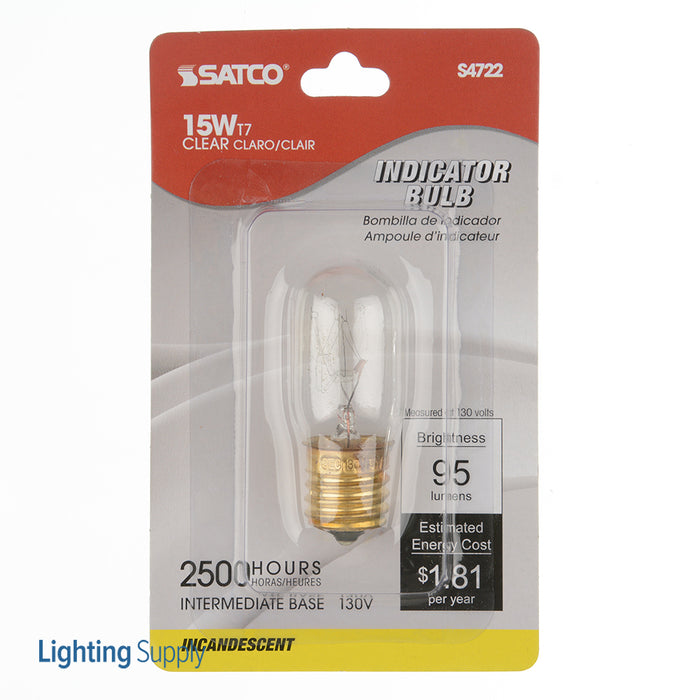 SATCO/NUVO 15T7/N 15W T7 Incandescent Clear 2500 Hours 95Lm Intermediate Base 130V 2700K (S4722)