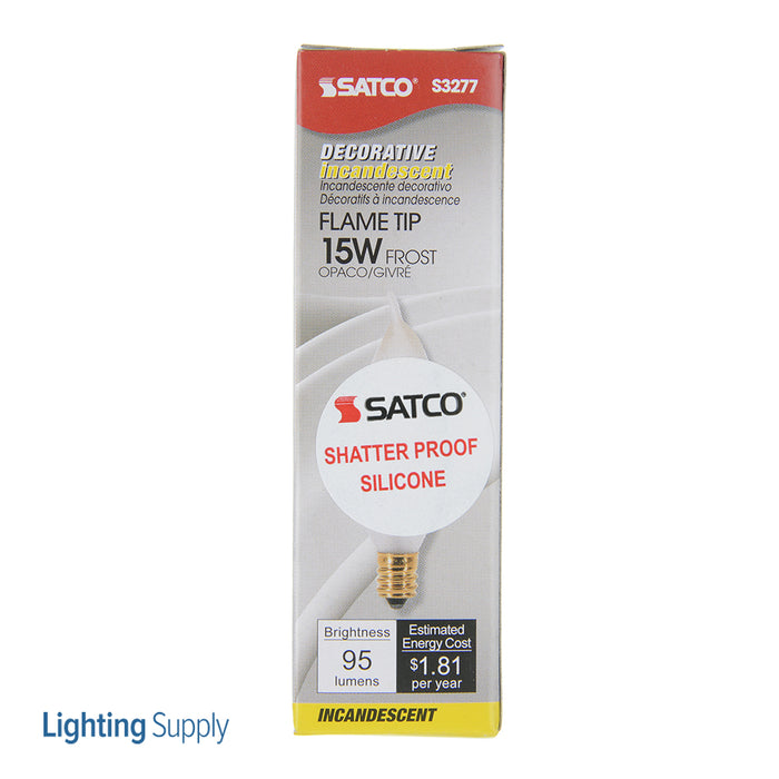 SATCO/NUVO 15W CA8 Incandescent Frost 1500 Hours 95Lm Candelabra Base 120V Shatterproof (S3277-TF)