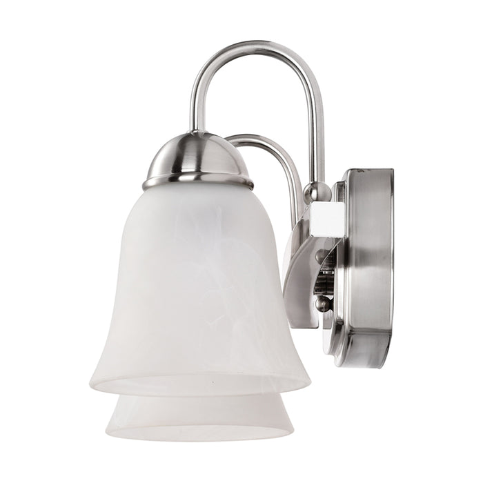 SATCO/NUVO 15W LED 2-Light Vanity Fixture 3000K Brushed Nickel With Alabaster Glass (62-1568)