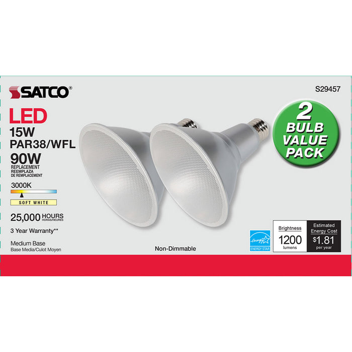 SATCO/NUVO 15W PAR38 LED 3000K 60 Degree Beam Angle Medium Base 120V (S29457)