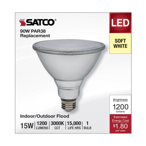 SATCO/NUVO 15W PAR38 LED 3000K Medium Base 120-277V 90 CRI (S11486)