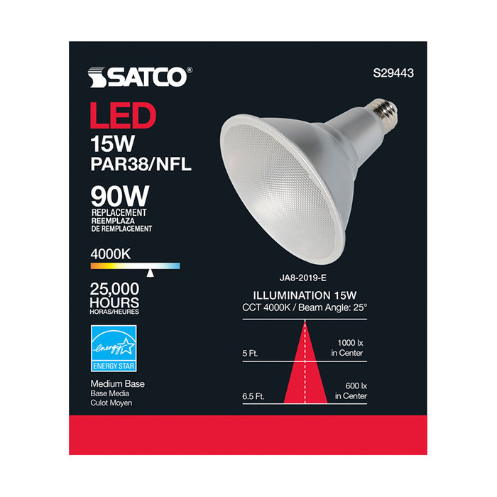 SATCO/NUVO 15W PAR38 LED 4000K 25 Degree Beam Angle Medium Base 120V (S29443)
