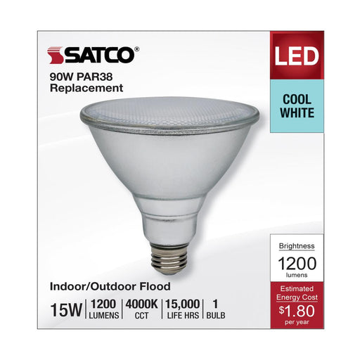 SATCO/NUVO 15W PAR38 LED 4000K Medium Base 120-277V 90 CRI (S11487)