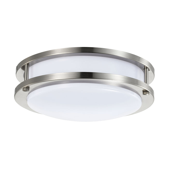 SATCO/NUVO 16W 10 Inch LED Flush Mount Fixture 3000K Dimmable Brushed Nickel White Lens (62-1561)