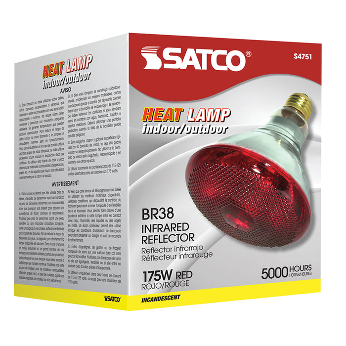SATCO/NUVO 175BR38/HR 175W BR38 Incandescent Red Heat 5000 Hours Medium Base 120V (S4751)