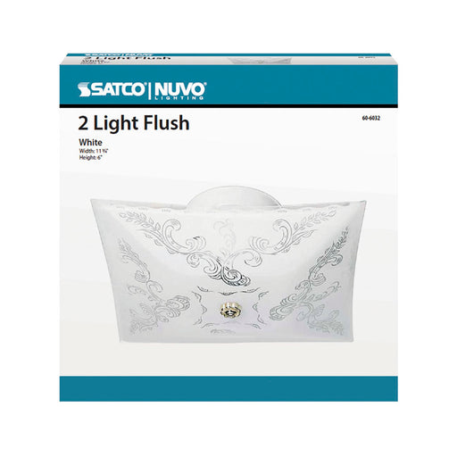 SATCO/NUVO 2-Light 12 Inch Ceiling Fixture Square Floral Color Retail Packaging (60-6032)