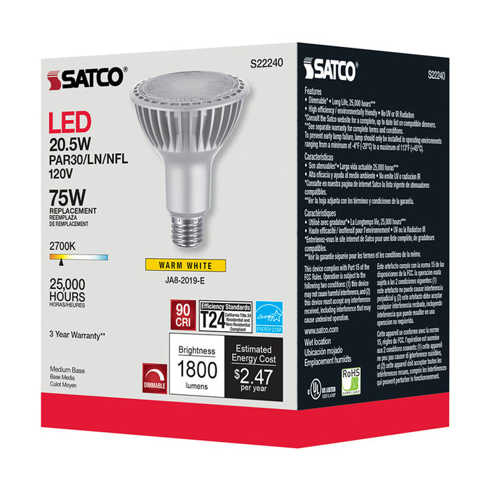 SATCO/NUVO 20.5W PAR30 High Lumen LED Long Neck 2700K Medium Base 120V (S22240)