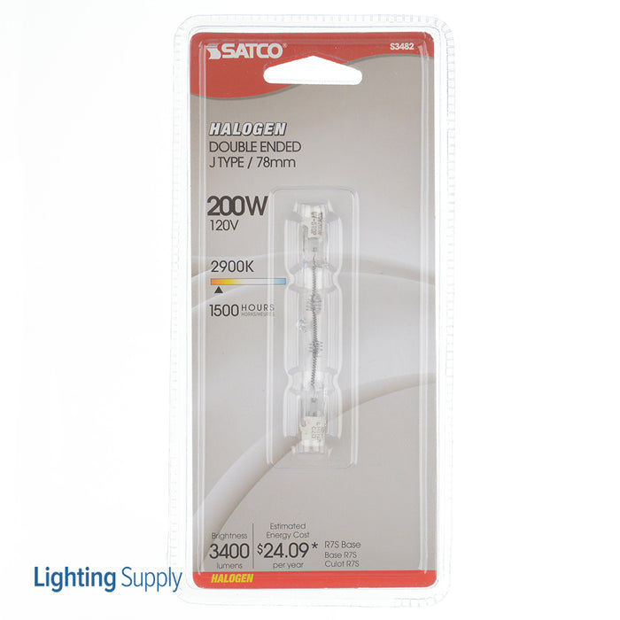 SATCO/NUVO 200T3Q/CL/78MM 200W Halogen T3 Clear 1500 Hours 3400Lm Double Ended Base 78Mm 120V 2900K (S3482)