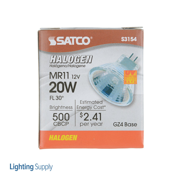 SATCO/NUVO 20MR11/NFL 20W Halogen MR11 FTD 2000 Hours Subminiature 2 Pin Base 12V 2900K (S3154)