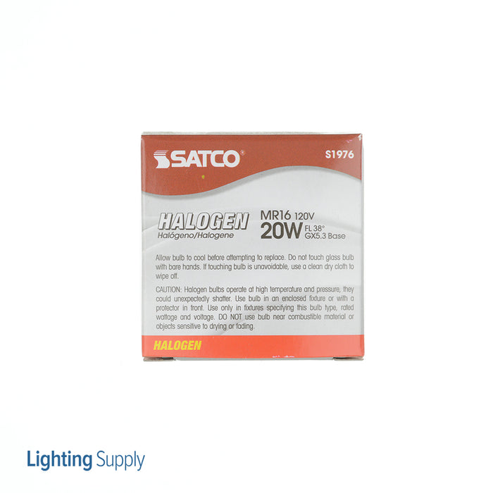 SATCO/NUVO 20MR16/FL/120V 20W Halogen MR16 2000 Hours Miniature 2 Pin Round Base 120V 2900K (S1976)