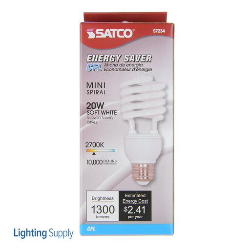 SATCO/NUVO 20W Miniature Spiral Compact Fluorescent 2700K 82 CRI Medium Base 120V Shatterproof (S7234-TF)