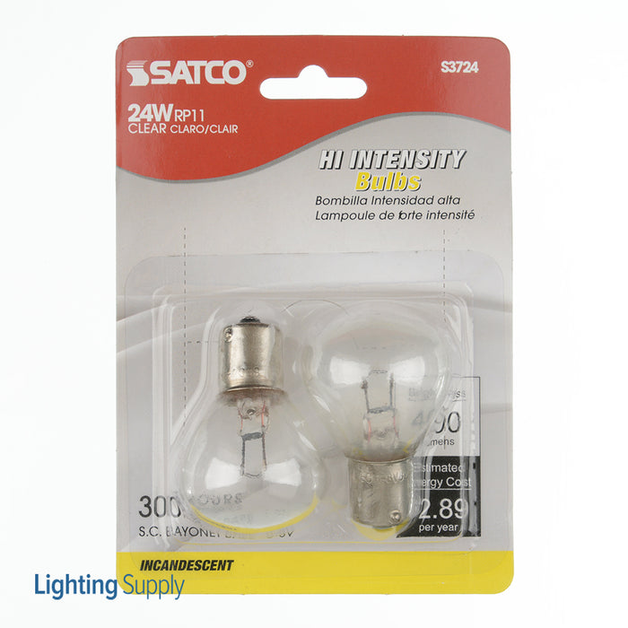 SATCO/NUVO 24W RP11 1133 Bayonet Clear 24.24W Miniature RP11 200 Hours Bayonet Single Contact Base 6.2V (S3724)