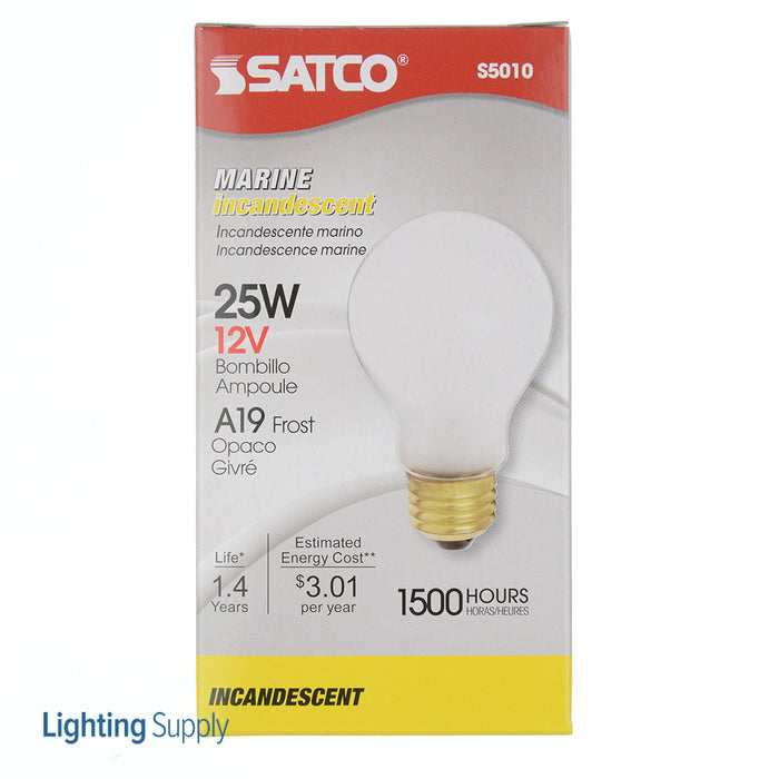 SATCO/NUVO 25A19/F/12V 25W A19 Incandescent Frost 1500 Hours 250Lm Medium Base 12V 2700K (S5010)