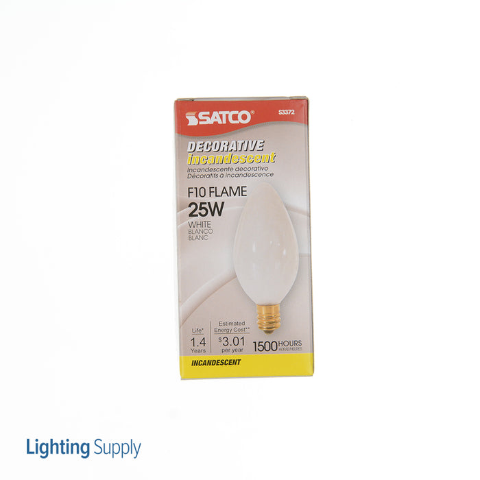 SATCO/NUVO 25F10/W 25W F10 Incandescent White 1500 Hours 185Lm Candelabra Base 120V 2700K (S3372)